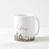 Mug Joyeux Noël avec bordure florale (Devant droit)