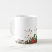 Mug Joyeux Noël avec bordure florale (Devant gauche)
