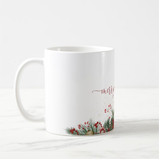 Mug Joyeux Noël avec bordure florale (Gauche)