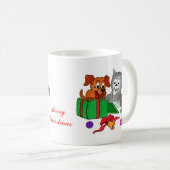 Mug Joyeux Noël avec chat et chiot (Devant droit)