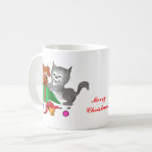 Mug Joyeux Noël avec chat et chiot (Devant gauche)