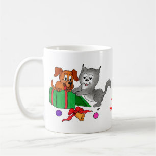 Mug Joyeux Noël avec chat et chiot