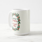 Mug Joyeux Noël avec couronne et nom (Devant gauche)