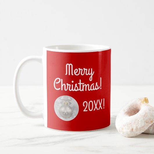 Mug Joyeux Noël avec l'ornement d'argent (Avec donut)