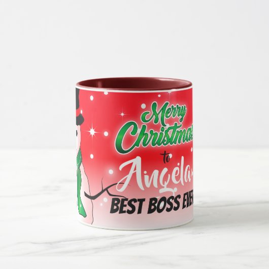 Mug Joyeux Noël avec Snowman sur Best Boss Ever (Centre)