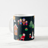 Mug Joyeux Noël avec une famille joyeuse et enneigée (Devant gauche)