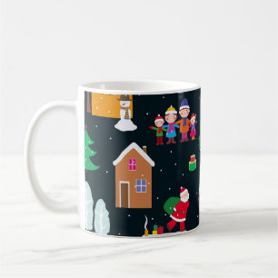 Mug Joyeux Noël avec une famille joyeuse et enneigée