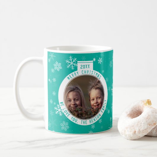 Mug Joyeux Noël Ball Green Fun de neige (Avec donut)
