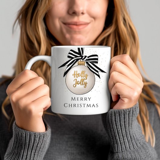 Mug Joyeux Noël Bauble noir et blanc