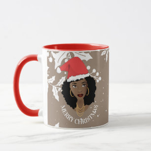 Mug Joyeux Noël, Beauté naturelle Santa Hat, Brown