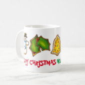 Mug Joyeux Noël Bell Snowman Mitten Tree Cookie (Devant gauche)