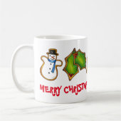 Mug Joyeux Noël Bell Snowman Mitten Tree Cookie (Gauche)