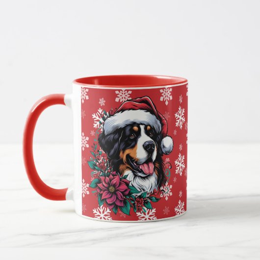 Mug Joyeux Noël Bernese Mountain Dog Santa Hat (Gauche)