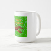 Mug Joyeux Noël Bi-plan Rouge sur Cercles Verts (Devant droit)