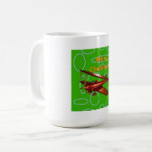 Mug Joyeux Noël Bi-plan Rouge sur Cercles Verts (Devant gauche)