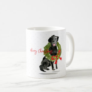Mug Joyeux Noël Black Lab Chien Wreath Holly Animaux
