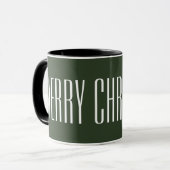 Mug Joyeux Noël - blanc sur chasseur vert (Devant gauche)