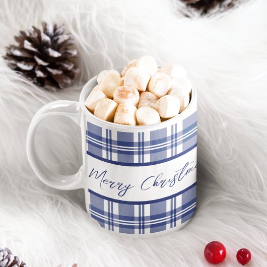 Mug Joyeux Noël bleu plaid