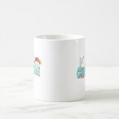 Mug Joyeux Noël Bleu Rouge Festif Retro Ajouter un nom (Centre)