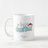 Mug Joyeux Noël Bleu Rouge Festif Retro Ajouter un nom (Gauche)