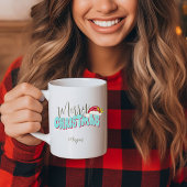 Mug Joyeux Noël Bleu Rouge Festif Retro Ajouter un nom