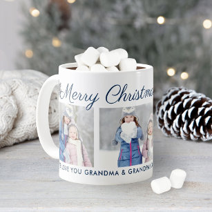 Mug Joyeux Noël bleu Script Photo Collage personnalisé