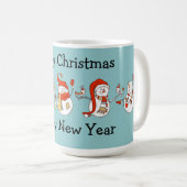 Mug Joyeux Noël Bonne année Snowmen (Devant droit)