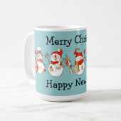Mug Joyeux Noël Bonne année Snowmen (Devant gauche)