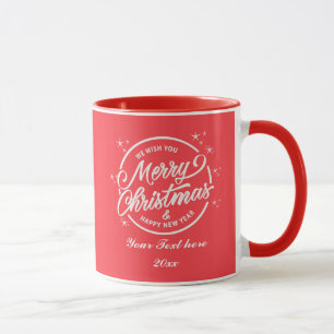Mug Joyeux Noël & Bonne Année, Typographie Blanche