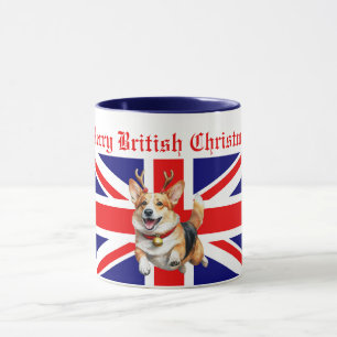Mug Joyeux Noël britannique Corgi Reindeer Antlers