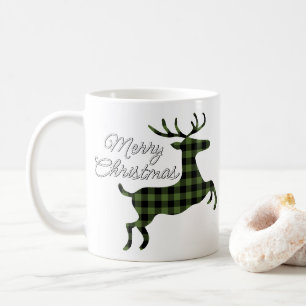 Mug Joyeux Noël Buck sur le Buffalo noir vert Chèque