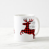 Mug Joyeux Noël Buck sur Red Black Buffalo Check (Devant droit)