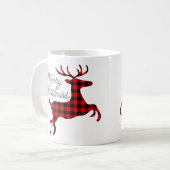 Mug Joyeux Noël Buck sur Red Black Buffalo Check (Devant gauche)