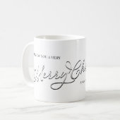 Mug Joyeux Noël Calligraphie Argent Simple Script (Devant gauche)