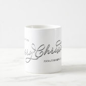 Mug Joyeux Noël Calligraphie Argent Simple Script (Centre)