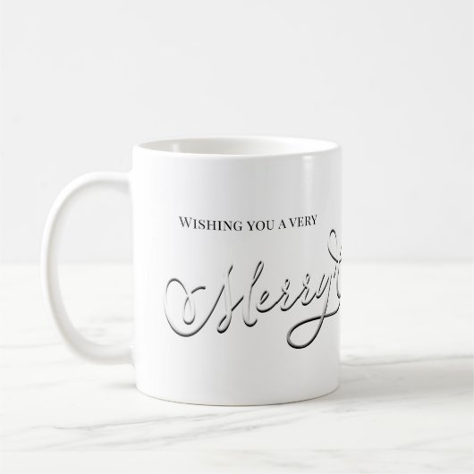 Mug Joyeux Noël Calligraphie Argent Simple Script (Gauche)