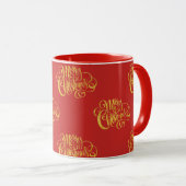 Mug Joyeux Noël Calligraphie Or Faux (Devant droit)