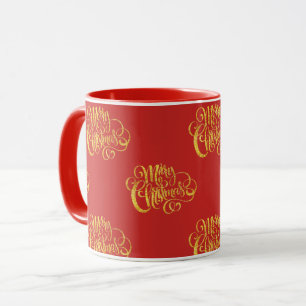 Mug Joyeux Noël Calligraphie Or Faux