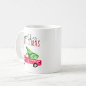 Mug Joyeux Noël camionnette rouge camionnette aquarell (Devant gauche)