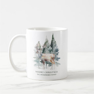 Mug Joyeux Noël Cerf de la Forêt à l'Aquarelle sur Boi