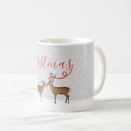 Mug Joyeux Noël Cerf d'hiver avec ruban (Devant droit)
