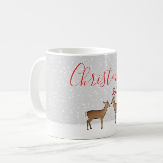 Mug Joyeux Noël Cerf d'hiver avec ruban (Devant gauche)