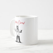 Mug Joyeux Noël ! Chat en smoking offrant un toast (Devant gauche)