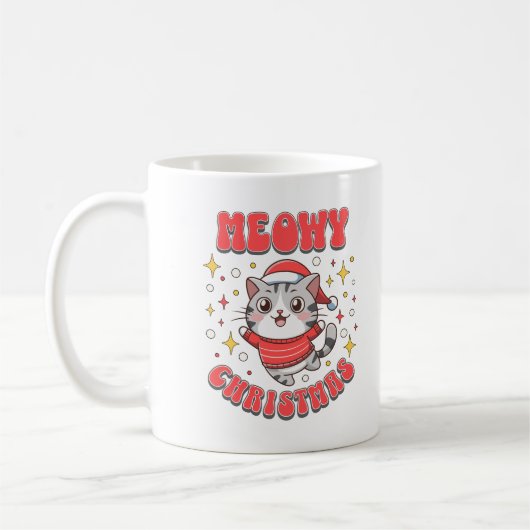 Mug Joyeux Noël Chat Mignon Fête Félin Chatons (Gauche)