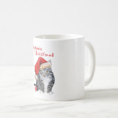Mug Joyeux Noël chat tigré (Devant droit)
