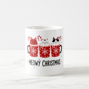 Mug Joyeux Noël Chats Chocolat Chaud Canne de Bonbon N