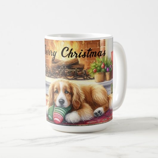 Mug Joyeux Noël Chien Fête Musique (Devant droit)