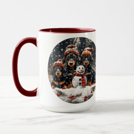 Mug Joyeux Noël Chiens Chiens Snowman (Gauche)