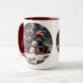 Mug Joyeux Noël Chiens Chiens Snowman (Devant gauche)
