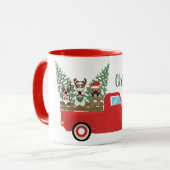 Mug Joyeux Noël Chiens de taureaux français Camion de  (Devant gauche)